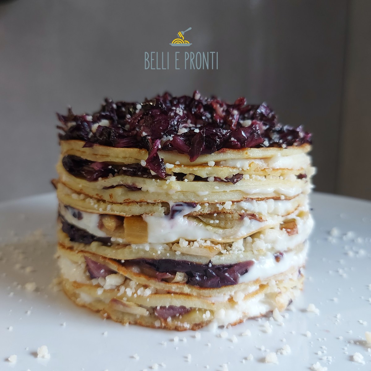 Primi piatti Natalizi: lasagna bianca di crêpes al&nbsp;radicchio