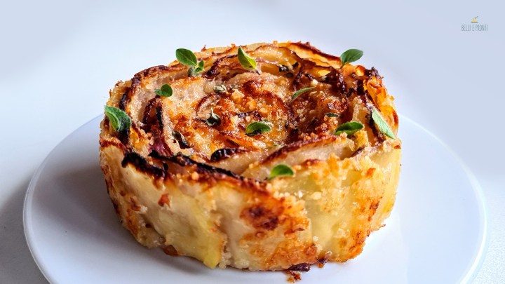 Tortino di patate e cipolla&nbsp;all’agro